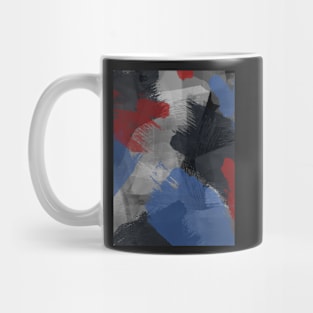 Chaos Gray Red Blue Abstract Art Digital Painting Mug